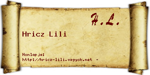 Hricz Lili névjegykártya